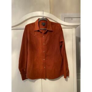 Bit & Bridle Vintage Western Pearl Button Down shirt size large Suede look